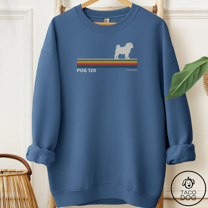Pug VHS Sweatshirt Indigo Blue Taco-Dog
