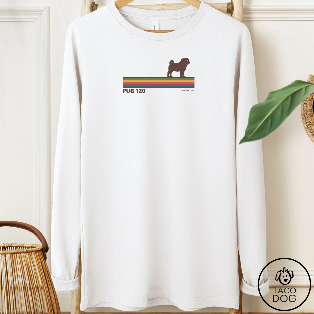 Pug VHS Long Sleeve Tee White Taco-Dog