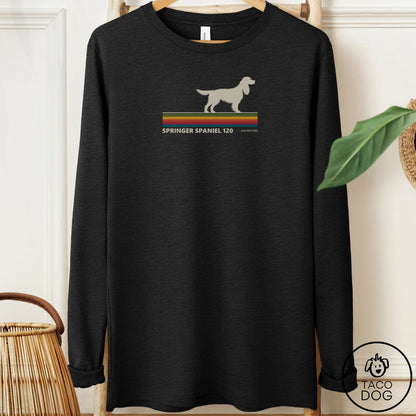Springer Spaniel VHS Long Sleeve Tee Black Heather Taco-Dog