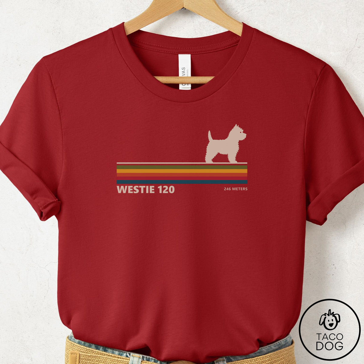 Westie VHS T-Shirt Canvas Red Taco-Dog