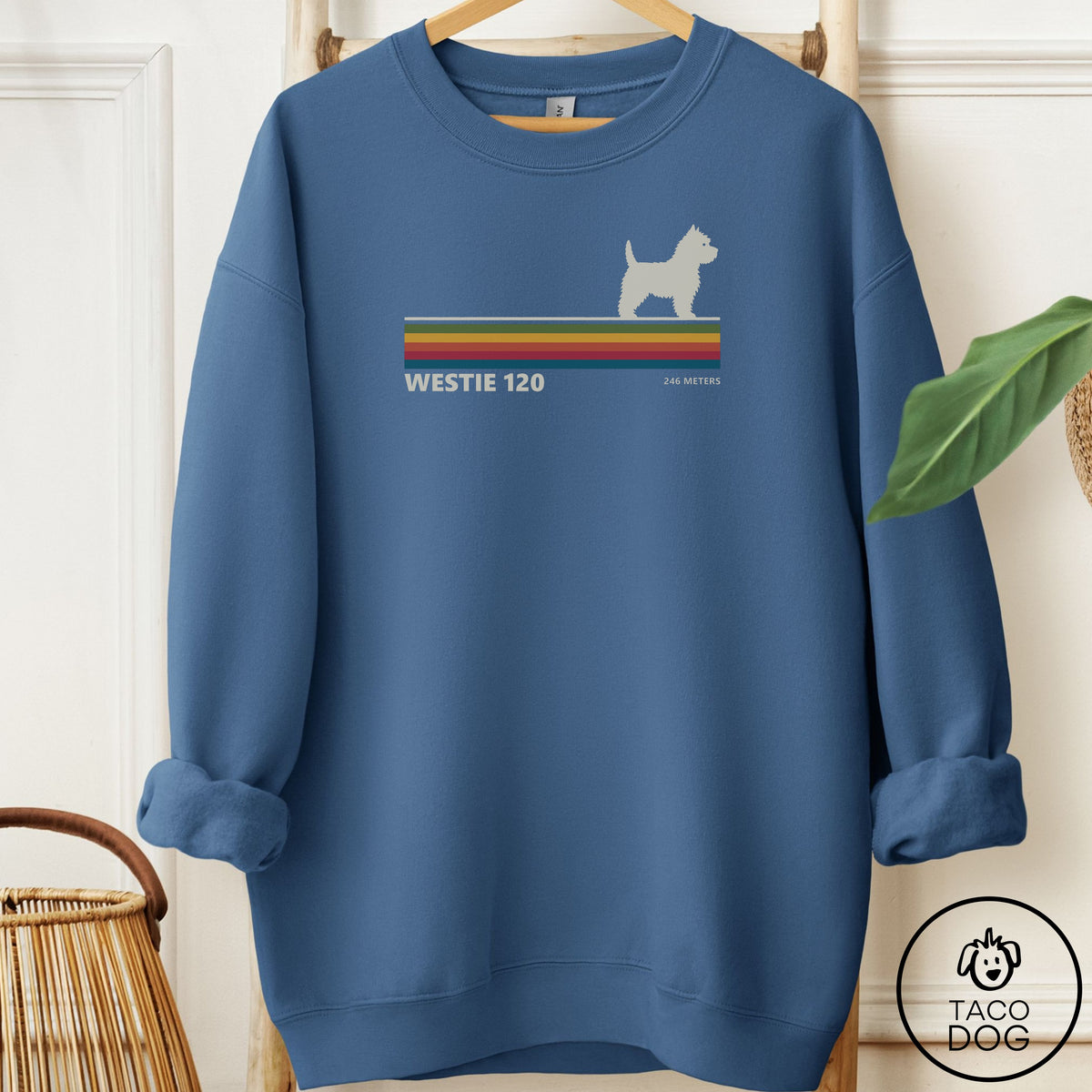 Westie VHS Sweatshirt Indigo Blue Taco-Dog