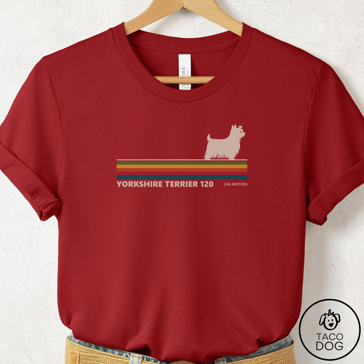 Yorkshire Terrier Yorkie VHS T-Shirt Canvas Red Taco-Dog