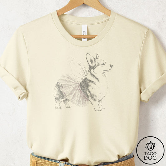 Corgi Vintage Fairy T-Shirt Natural Taco-Dog