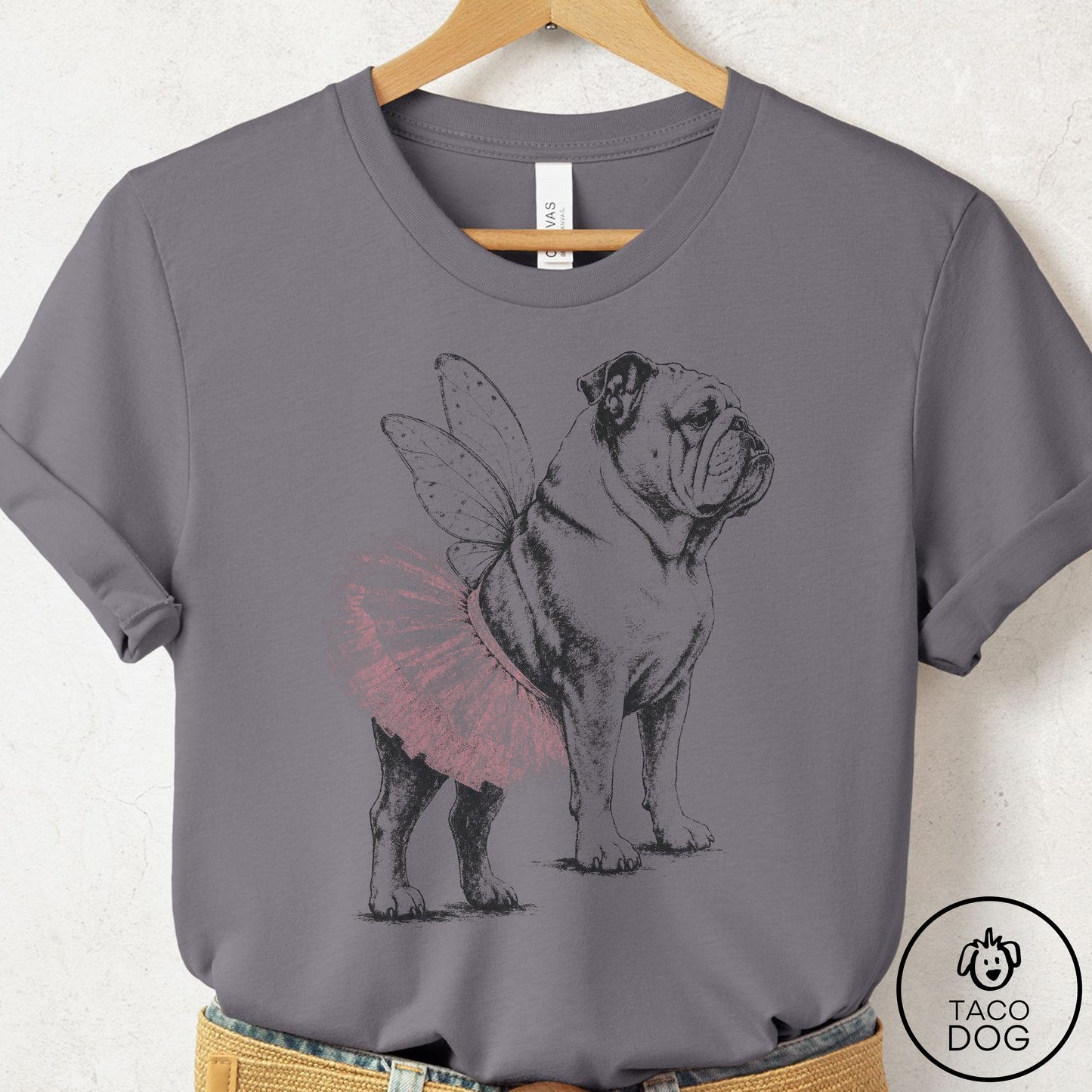 English Bulldog Vintage Fairy T-Shirt Storm Taco-Dog
