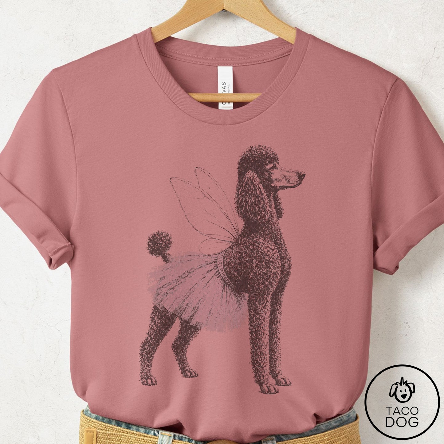 Poodle Vintage Fairy T-Shirt Mauve Taco-Dog