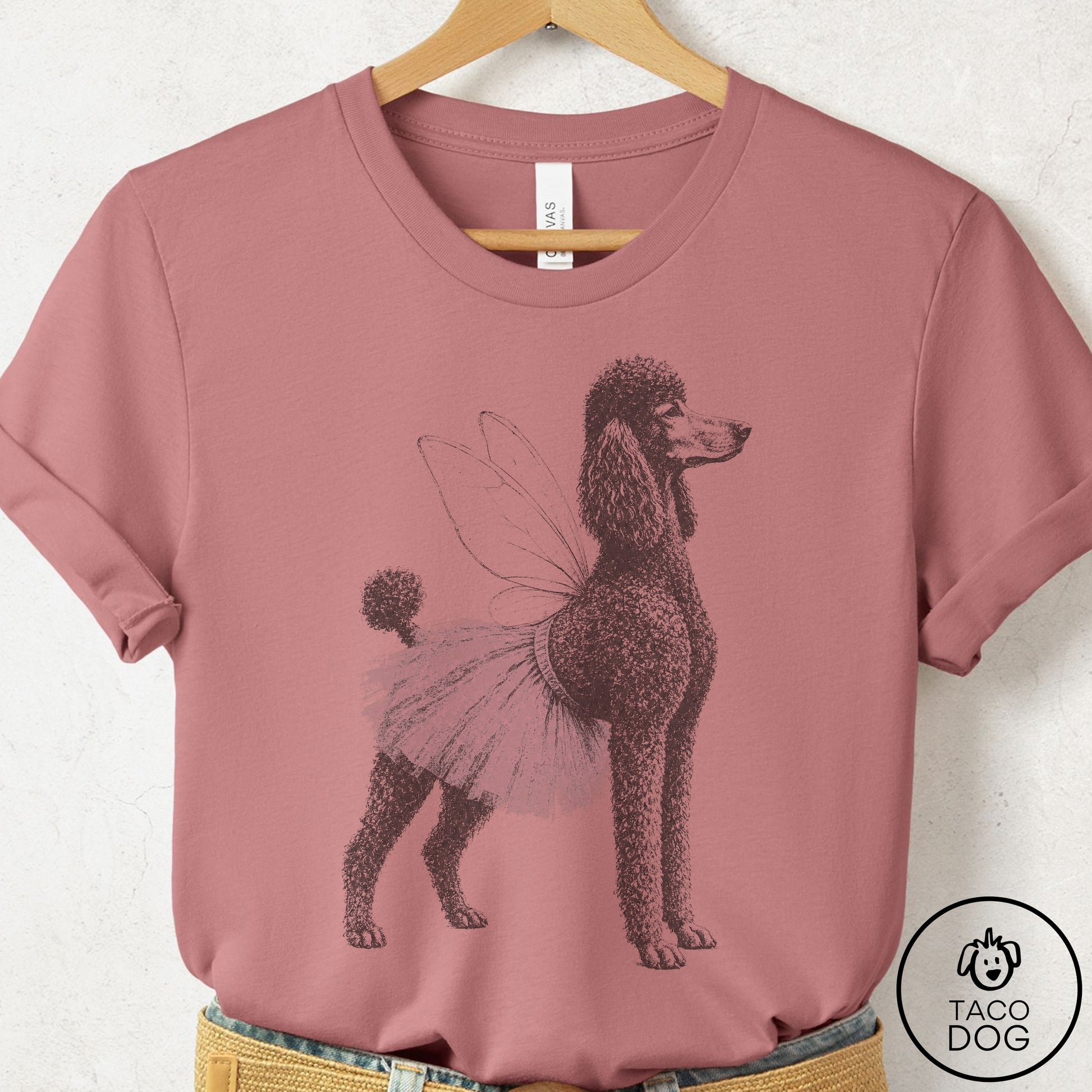 Poodle Vintage Fairy T-Shirt Mauve Taco-Dog