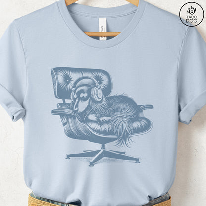 Dachshund Eames Headphones T-Shirt Light Blue XS Taco-Dog