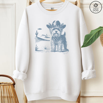 Yorkshire Terrier Yorkie Cowboy UFO Sweatshirt