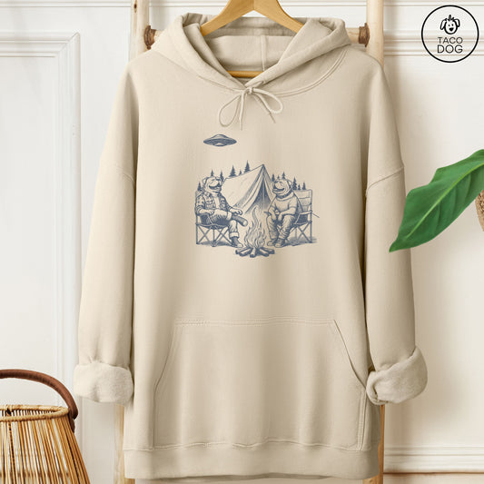 English Bulldog Camping Hoodie Taco-Dog