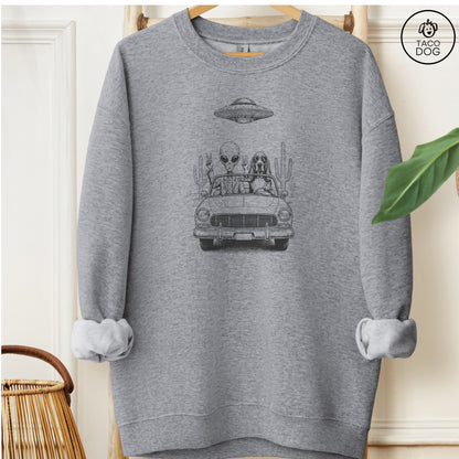 Basset Hound Vintage UFO Sweatshirt Graphite Heather M Taco-Dog