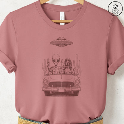 Basset Hound Vintage UFO T-Shirt Heather Mauve S Taco-Dog