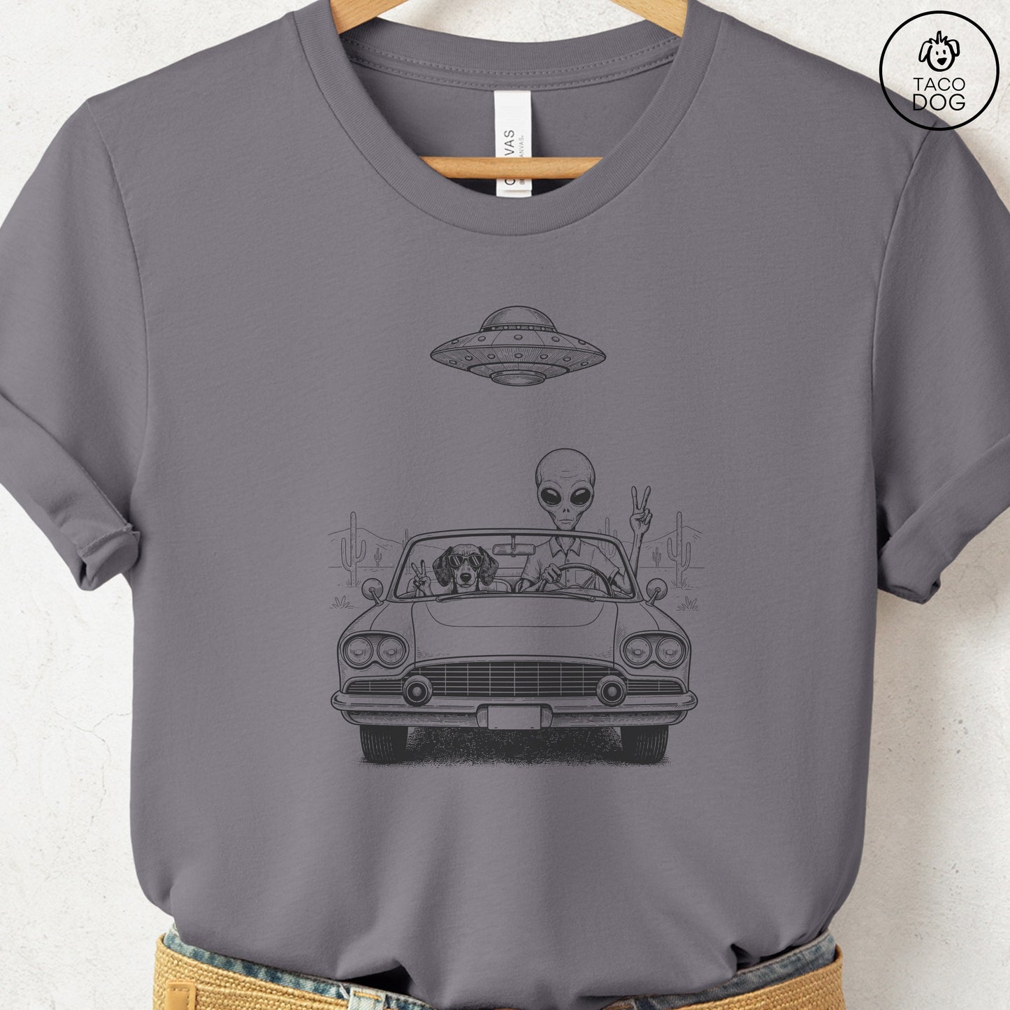 Dachshund Vintage UFO T-Shirt Storm S Taco-Dog