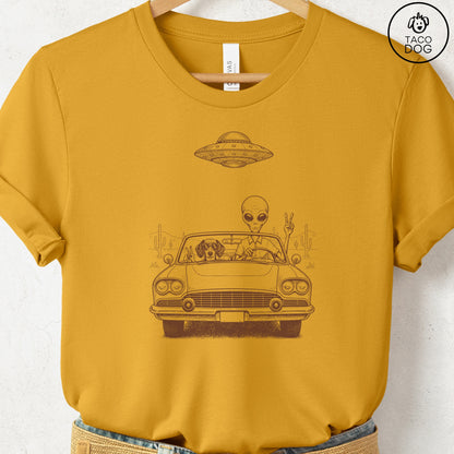 Dachshund Vintage UFO T-Shirt Mustard S Taco-Dog