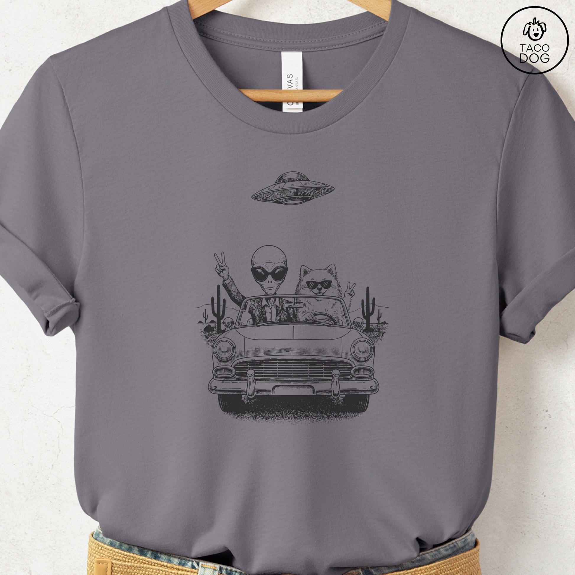 Pomeranian Vintage UFO T-Shirt Storm S Taco-Dog