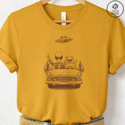 Pomeranian Vintage UFO T-Shirt Mustard S Taco-Dog