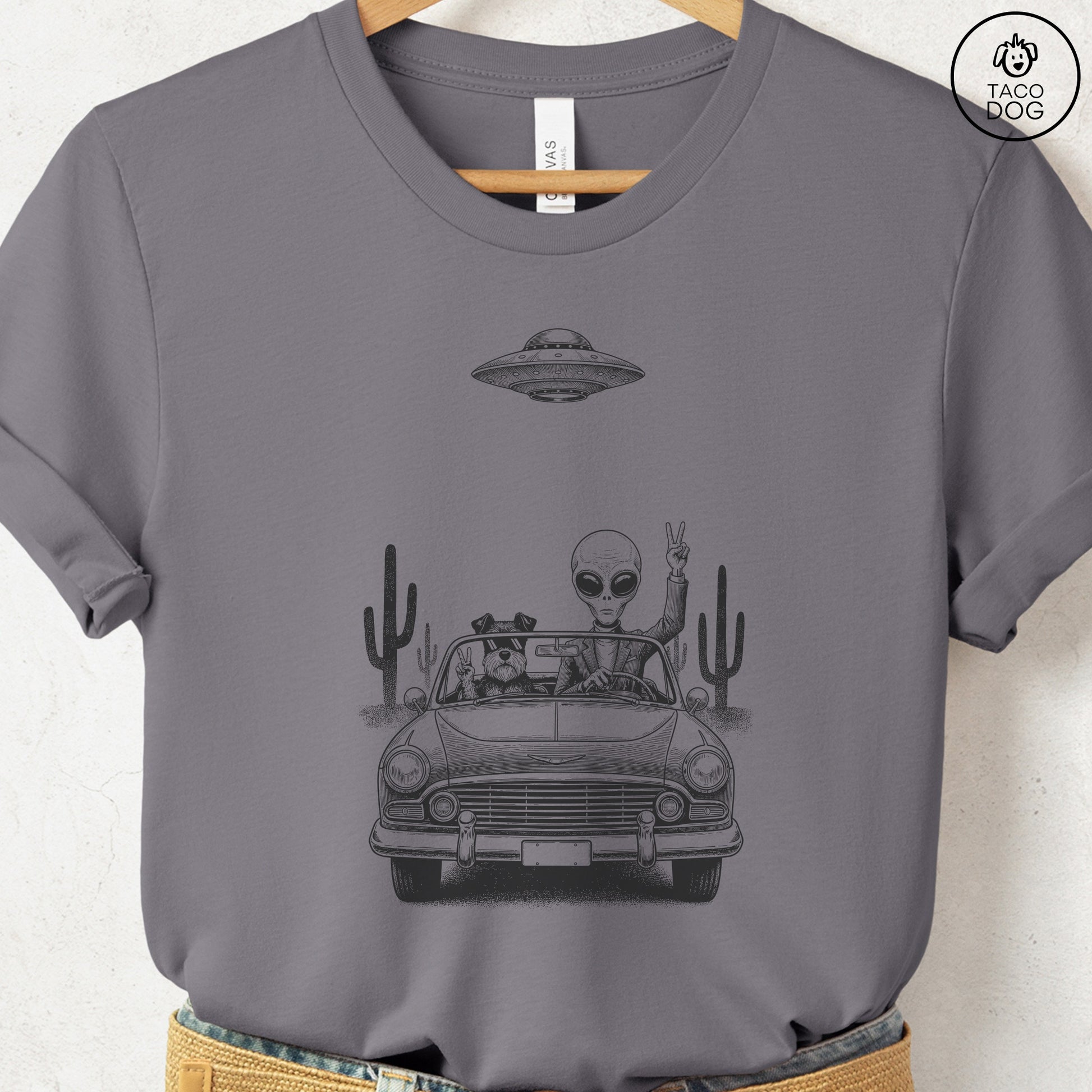Schnauzer Vintage UFO T-Shirt Storm S Taco-Dog