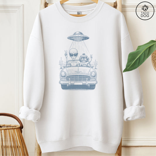 Shih Tzu Vintage UFO Sweatshirt White M Taco-Dog