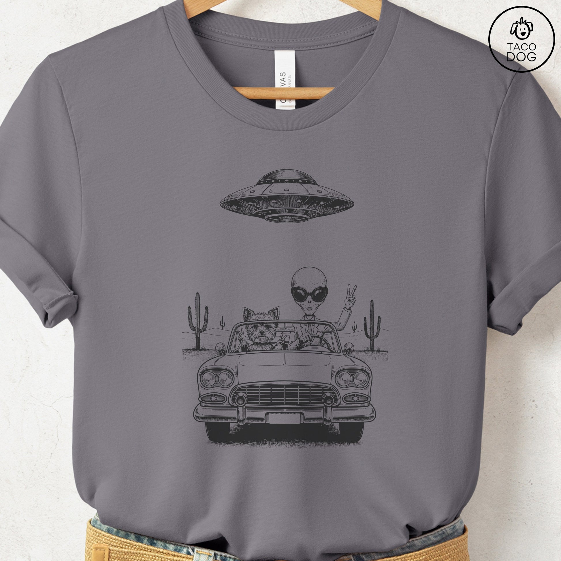 Yorkshire Terrier Yorkie Vintage UFO T-Shirt Storm S Taco-Dog