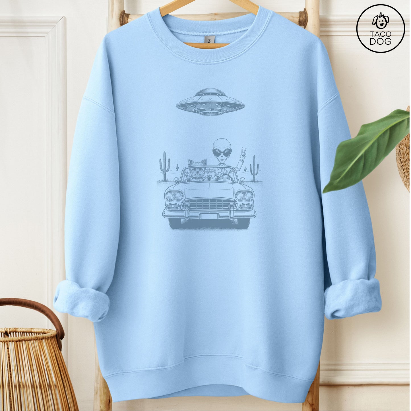Yorkshire Terrier Yorkie Vintage UFO Sweatshirt Light Blue M Taco-Dog