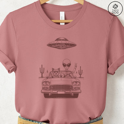 Yorkshire Terrier Yorkie Vintage UFO T-Shirt Heather Mauve S Taco-Dog