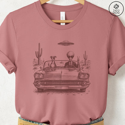 Italian Greyhound Whippet Alien Roadtrip T-Shirt Taco-Dog