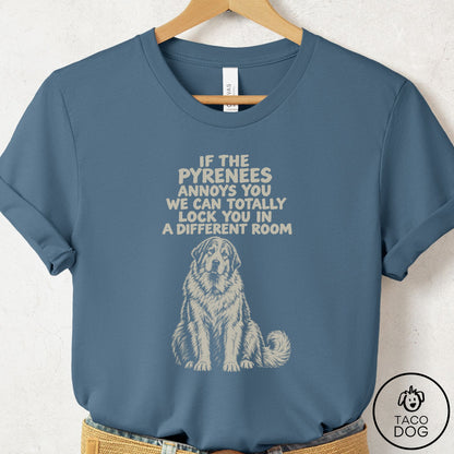 Great Pyrenees Annoys You T-Shirt Steel Blue Taco-Dog