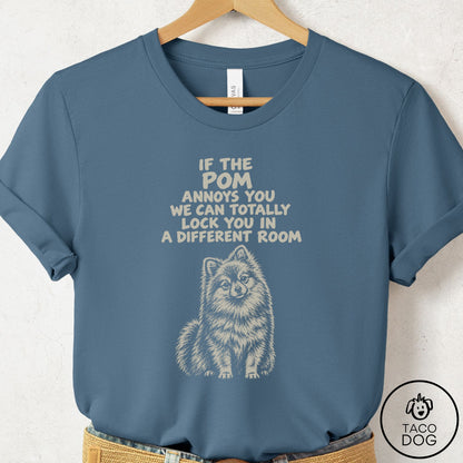 Pomeranian Annoys You T-Shirt Steel Blue Taco-Dog