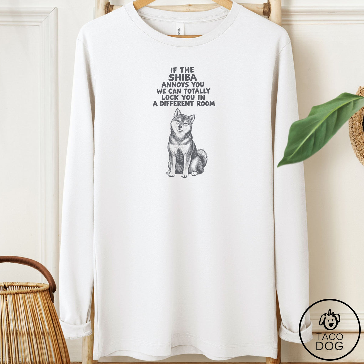 Shiba Inu Annoys You Long Sleeve Tee White Taco-Dog