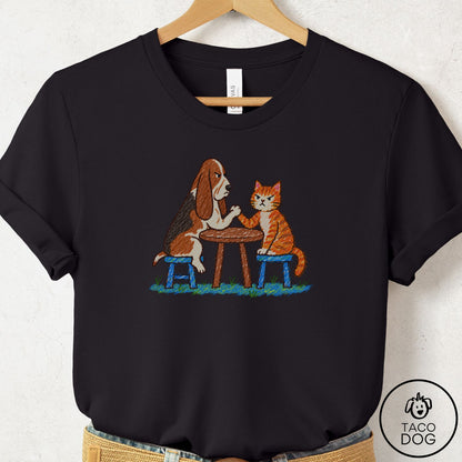 Basset Hound Arm Wrestling T-Shirt Black Taco-Dog