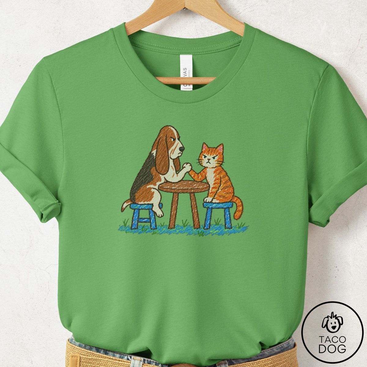 Basset Hound Arm Wrestling T-Shirt Leaf Taco-Dog