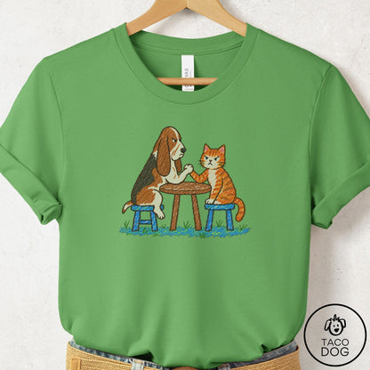 Basset Hound Arm Wrestling T-Shirt Leaf Taco-Dog