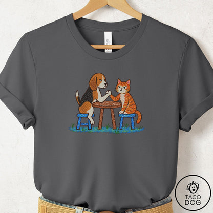 Beagle Arm Wrestling T-Shirt Asphalt Taco-Dog