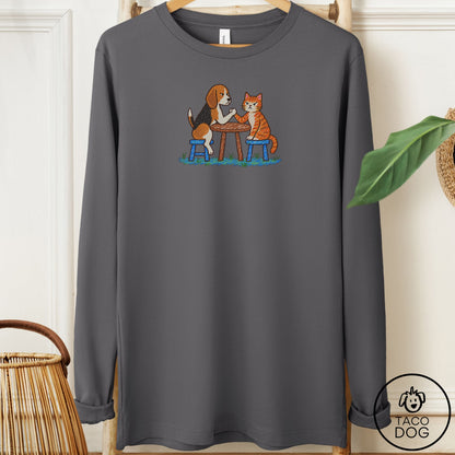 Beagle Arm Wrestling Long Sleeve Tee Asphalt Taco-Dog