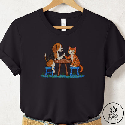 Beagle Arm Wrestling T-Shirt Black Taco-Dog