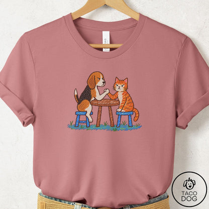 Beagle Arm Wrestling T-Shirt Mauve Taco-Dog