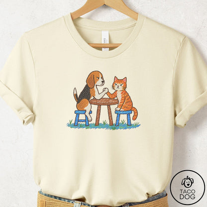 Beagle Arm Wrestling T-Shirt Natural Taco-Dog