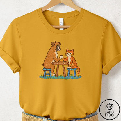 Boxer Arm Wrestling T-Shirt Mustard Taco-Dog