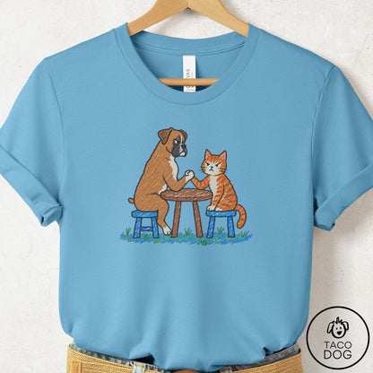 Boxer Arm Wrestling T-Shirt Ocean Blue Taco-Dog