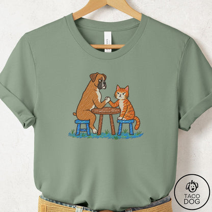 Boxer Arm Wrestling T-Shirt Sage Taco-Dog