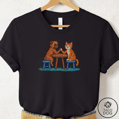 Brussels Griffon Arm Wrestling T-Shirt Black Taco-Dog