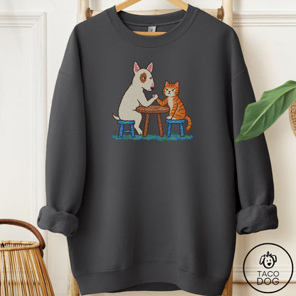 Bull Terrier Arm Wrestling Sweatshirt Charcoal Taco-Dog