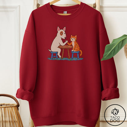 Bull Terrier Arm Wrestling Sweatshirt Garnet Taco-Dog