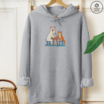 Bull Terrier Arm Wrestling Hoodie Graphite Heather Taco-Dog
