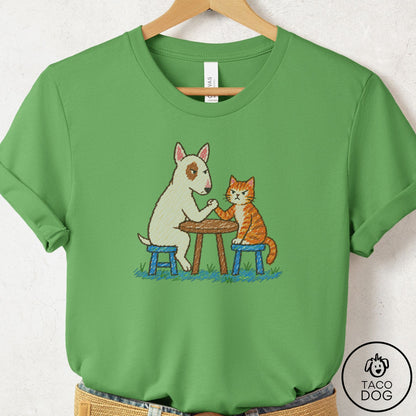Bull Terrier Arm Wrestling T-Shirt Leaf Taco-Dog