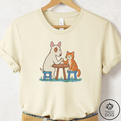 Bull Terrier Arm Wrestling T-Shirt Natural Taco-Dog