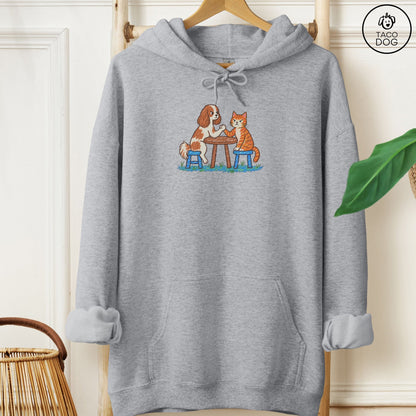 Cavalier King Charles Spaniel Arm Wrestling Hoodie Graphite Heather Taco-Dog