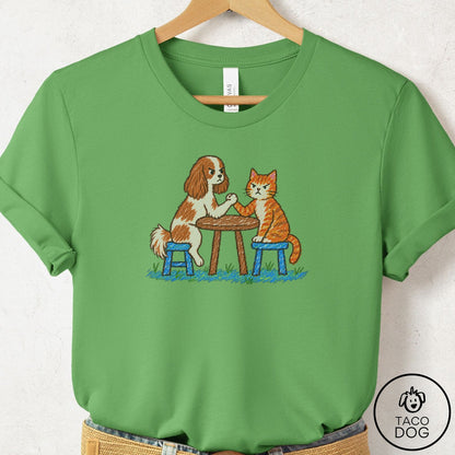 Cavalier King Charles Spaniel Arm Wrestling T-Shirt Leaf Taco-Dog
