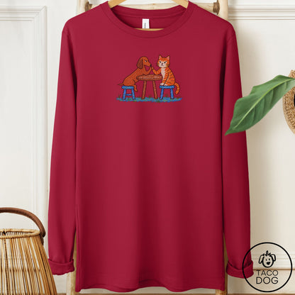 Dachshund Arm Wrestling Long Sleeve Tee Cardinal Taco-Dog
