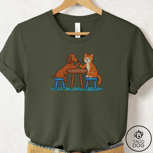 Dachshund Arm Wrestling T-Shirt Military Green Taco-Dog