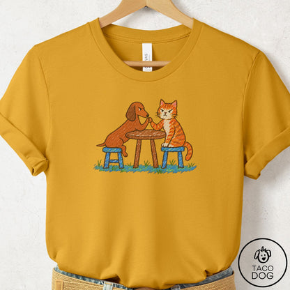 Dachshund Arm Wrestling T-Shirt Mustard Taco-Dog